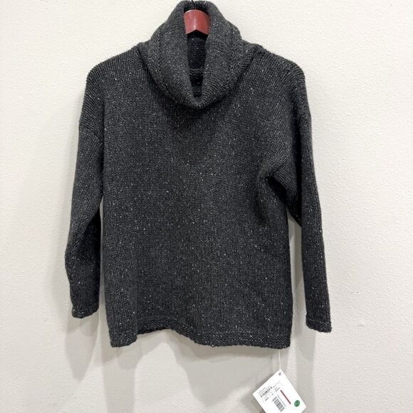 Gran Sasso Cashmere Chunky Knit‎ Sweater 42/Small Cowl Neck 3/4 Sleeve Gray - Picture 1 of 15